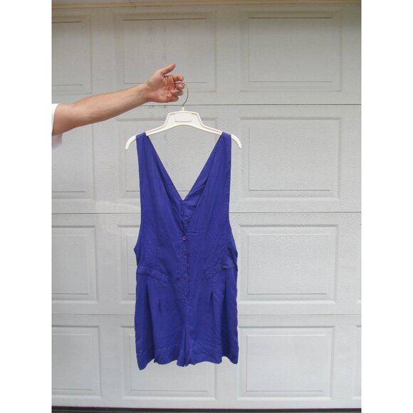 1990s womens purple lightweight deep V neck romper, vintage romper, M/L - Picture 1 of 5